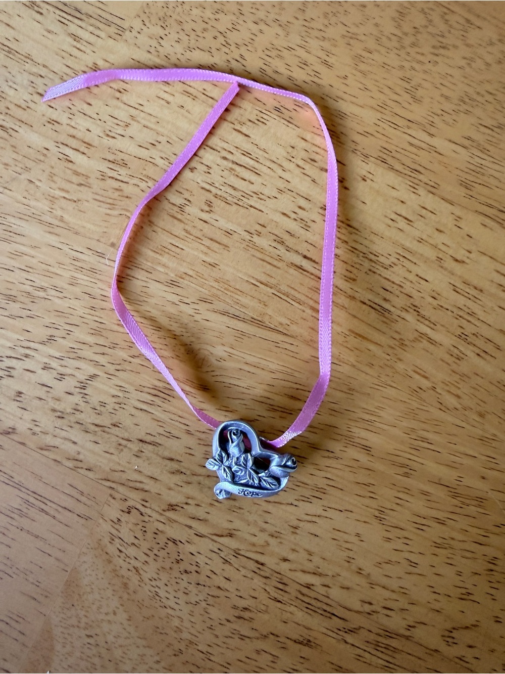 Longaberger Breast Cancer Silver-tone Dove Pendant on Pink Ribbon Tie On